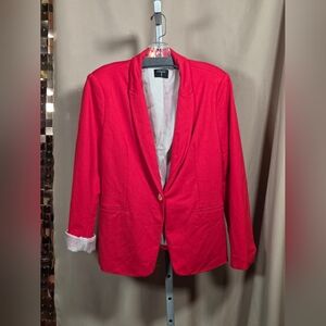 Vtg Tahari Red Blazer Stripe Lining Regal Button Size Large